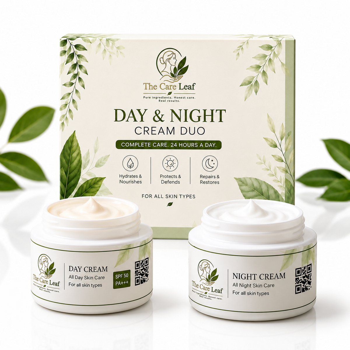 Care Leaf Day & Night Cream Duo | 24-Hour Skincare Set