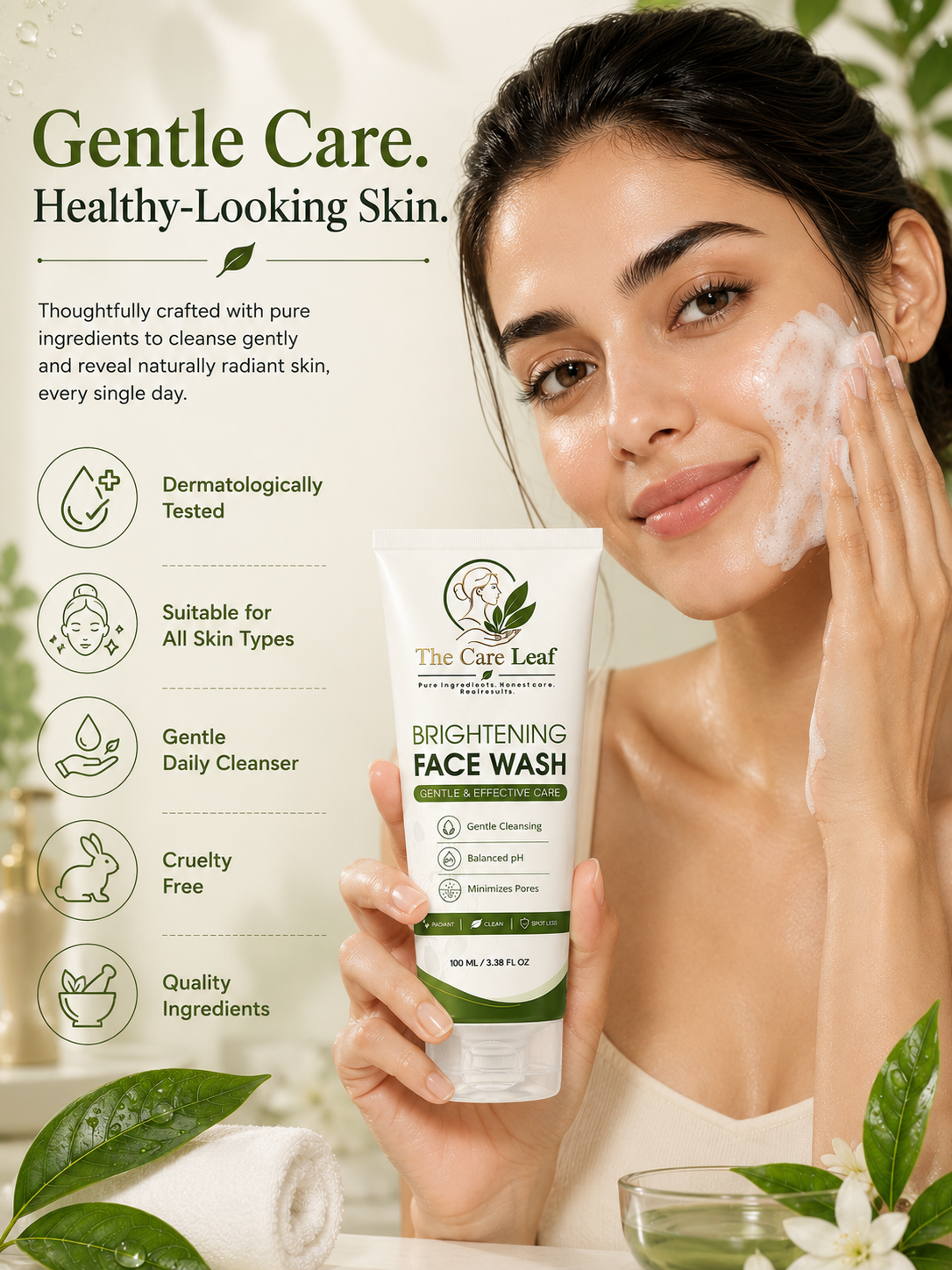 The Care Leaf Gentle Face Wash | Daily Hydrating Facial Cleanser