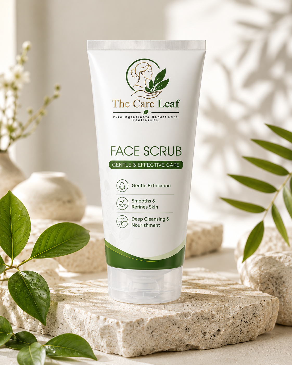 The Care Leaf Brightening Face Scrub | Gentle Exfoliating Scrub (100ml)