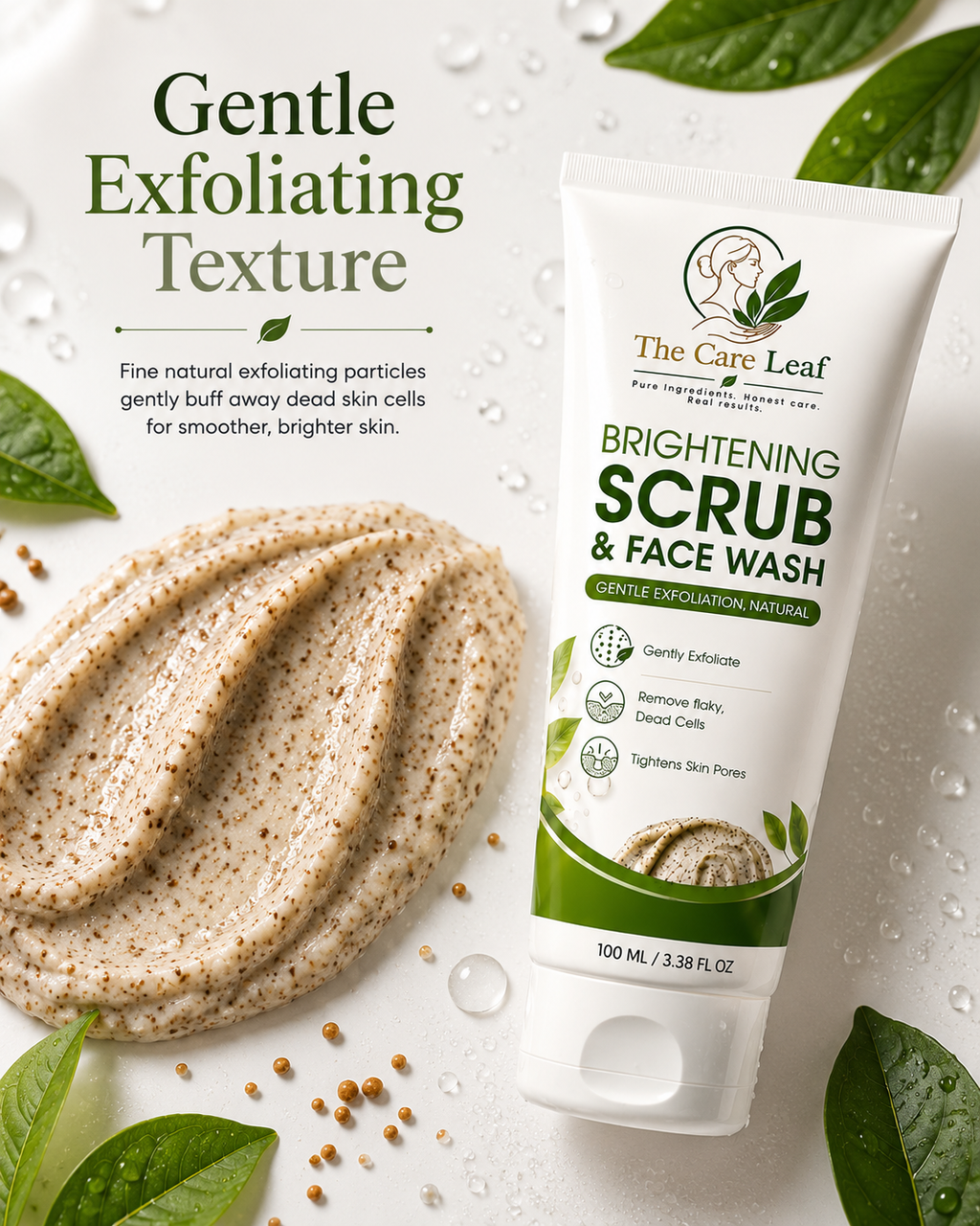 The Care Leaf Brightening Face Scrub | Gentle Exfoliating Scrub (100ml)