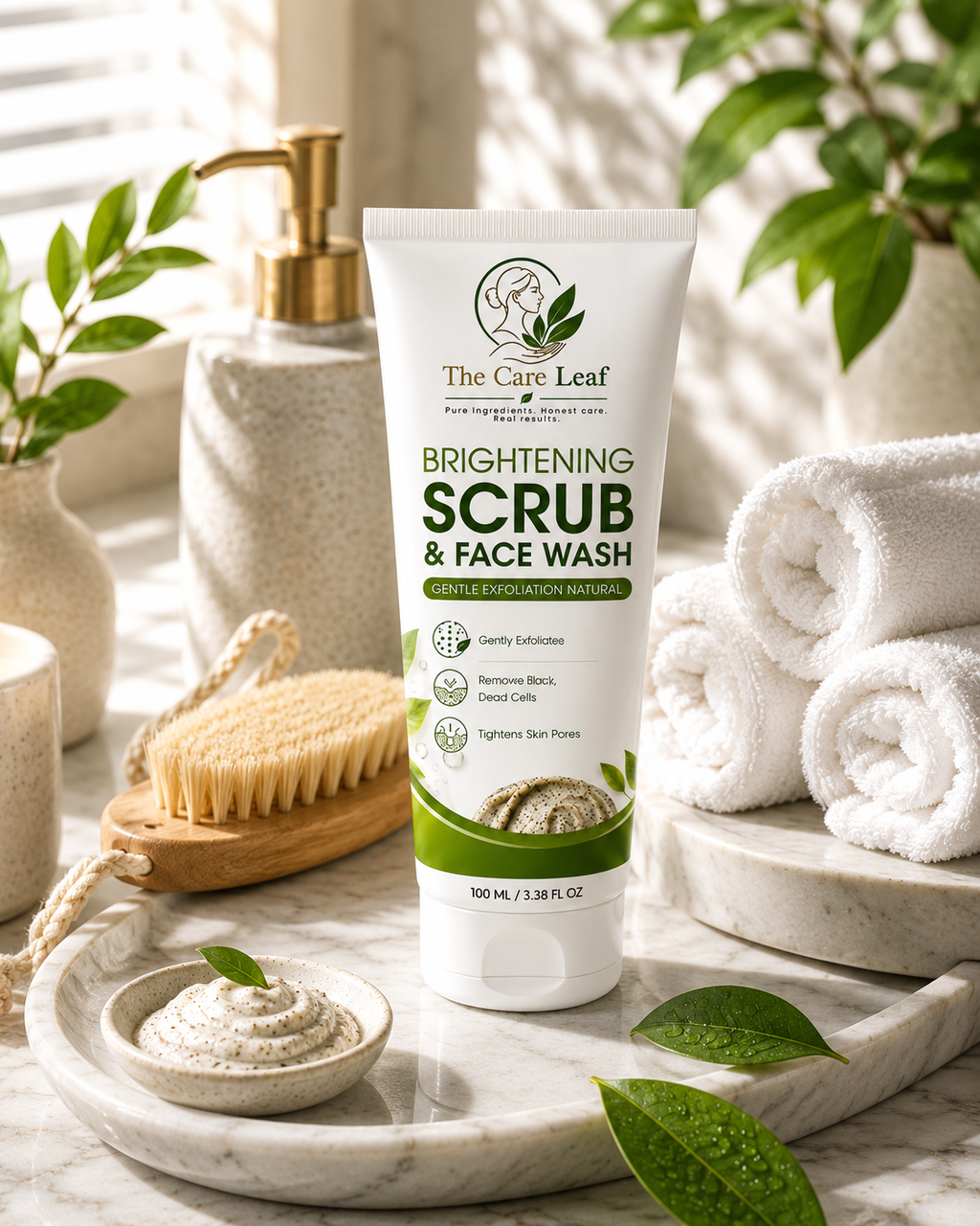 The Care Leaf Brightening Face Scrub | Gentle Exfoliating Scrub (100ml)
