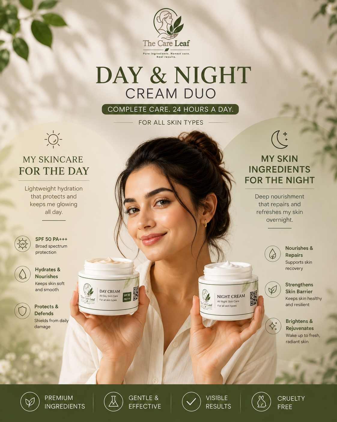 The Care Leaf Day & Night Cream Duo