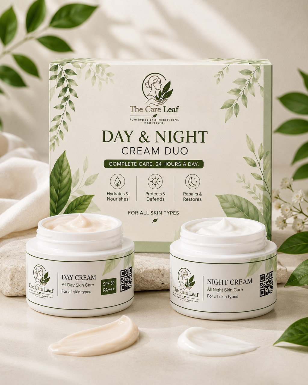 The Care Leaf Day & Night Cream Duo