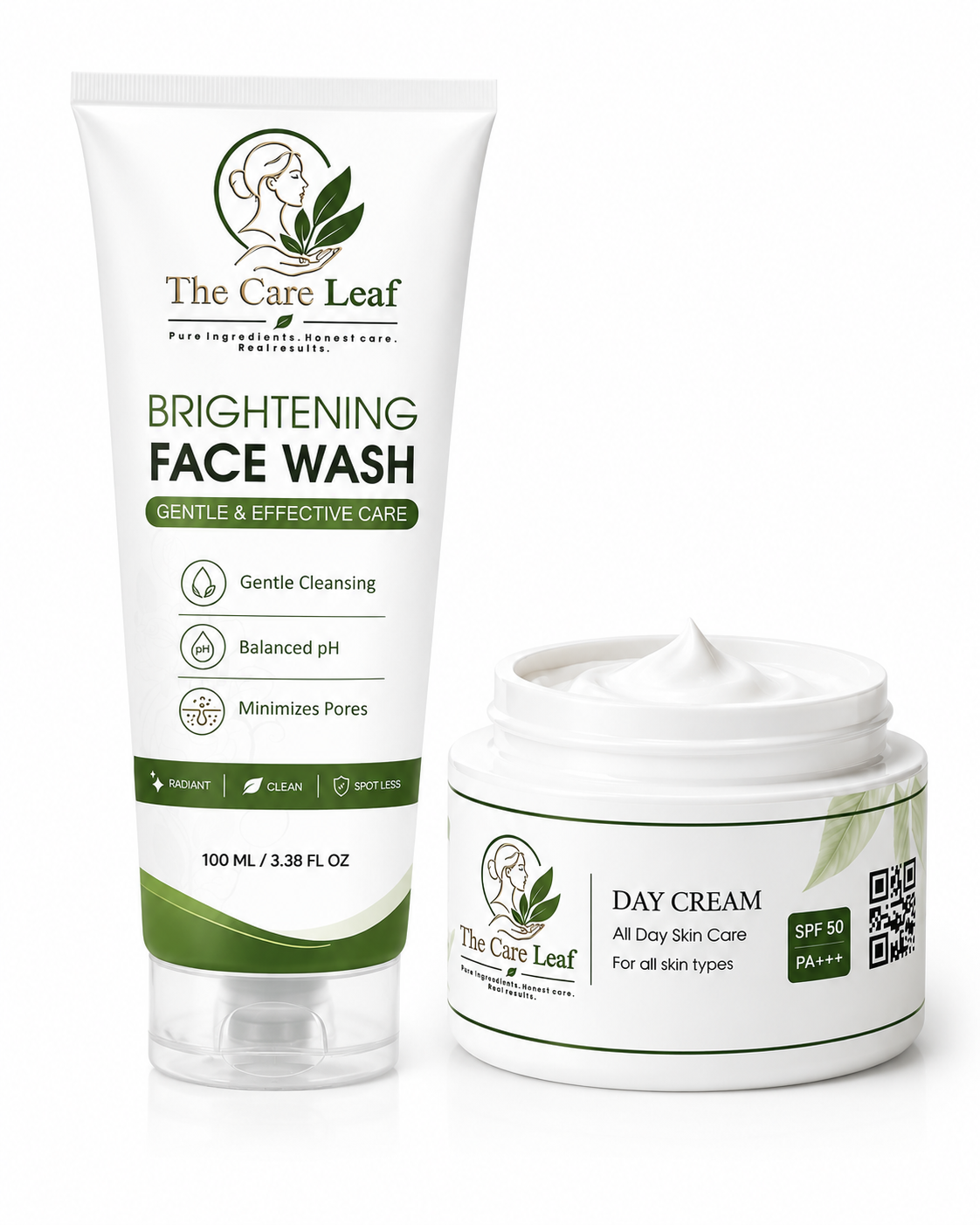 The Care Leaf Daily Glow Duo | Brightening Face Wash + Day Cream SPF 50